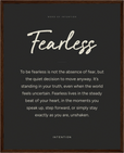 Fearless Word of Intention Framed print 40x50 cm / 16x20″ Dark wood frame Carbon paper