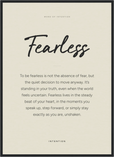 Fearless Word of Intention Framed print 50x70 cm / 20x28″ Black frame Linen paper