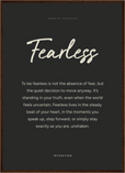Fearless Word of Intention Framed print 50x70 cm / 20x28″ Dark wood frame Carbon paper