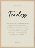 Fearless Word of Intention Framed print 50x70 cm / 20x28″ Wood frame Linen paper