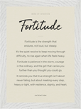 Fortitude Word of Intention Framed print 21x29.7 cm / 8x12" White frame Linen paper