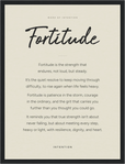 Fortitude Word of Intention Framed print 30x40 cm / 12x16″ Black frame Linen paper