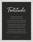 Fortitude Word of Intention Framed print 30x40 cm / 12x16″ White frame Carbon paper
