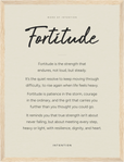 Fortitude Word of Intention Framed print 30x40 cm / 12x16″ Wood frame Linen paper