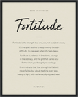 Fortitude Word of Intention Framed print 40x50 cm / 16x20″ Black frame Linen paper