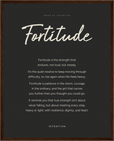 Fortitude Word of Intention Framed print 40x50 cm / 16x20″ Dark wood frame Carbon paper