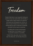 Freedom Word of Intention Framed print 21x29.7 cm / 8x12" Dark wood frame Carbon paper