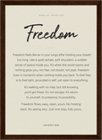 Freedom Word of Intention Framed print 21x29.7 cm / 8x12" Dark wood frame Linen paper