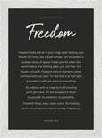 Freedom Word of Intention Framed print 21x29.7 cm / 8x12" White frame Carbon paper