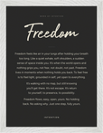Freedom Word of Intention Framed print 30x40 cm / 12x16″ White frame Carbon paper