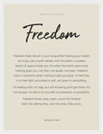 Freedom Word of Intention Framed print 30x40 cm / 12x16″ White frame Linen paper