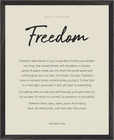 Freedom Word of Intention Framed print 40x50 cm / 16x20″ Black frame Linen paper