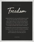 Freedom Word of Intention Framed print 40x50 cm / 16x20″ White frame Carbon paper