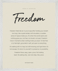 Freedom Word of Intention Framed print 40x50 cm / 16x20″ White frame Linen paper