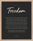 Freedom Word of Intention Framed print 40x50 cm / 16x20″ Wood frame Carbon paper