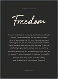 Freedom Word of Intention Framed print 50x70 cm / 20x28″ Black frame Carbon paper