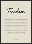 Freedom Word of Intention Framed print 50x70 cm / 20x28″ Black frame Linen paper