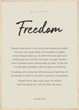 Freedom Word of Intention Framed print 50x70 cm / 20x28″ Wood frame Linen paper
