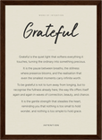 Grateful Word of Intention Framed print 21x29.7 cm / 8x12" Dark wood frame Linen paper