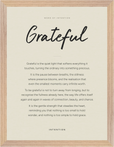 Grateful Word of Intention Framed print 30x40 cm / 12x16″ Wood frame Linen paper