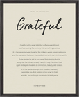 Grateful Word of Intention Framed print 40x50 cm / 16x20″ Black frame Linen paper