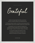 Grateful Word of Intention Framed print 40x50 cm / 16x20″ White frame Carbon paper