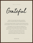 Grateful Word of Intention Framed print 60x80 cm / 24x32″ Dark wood frame Linen paper