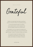Grateful Word of Intention Framed print A1 (59.4 x 84.1  cm) Dark wood frame Linen paper