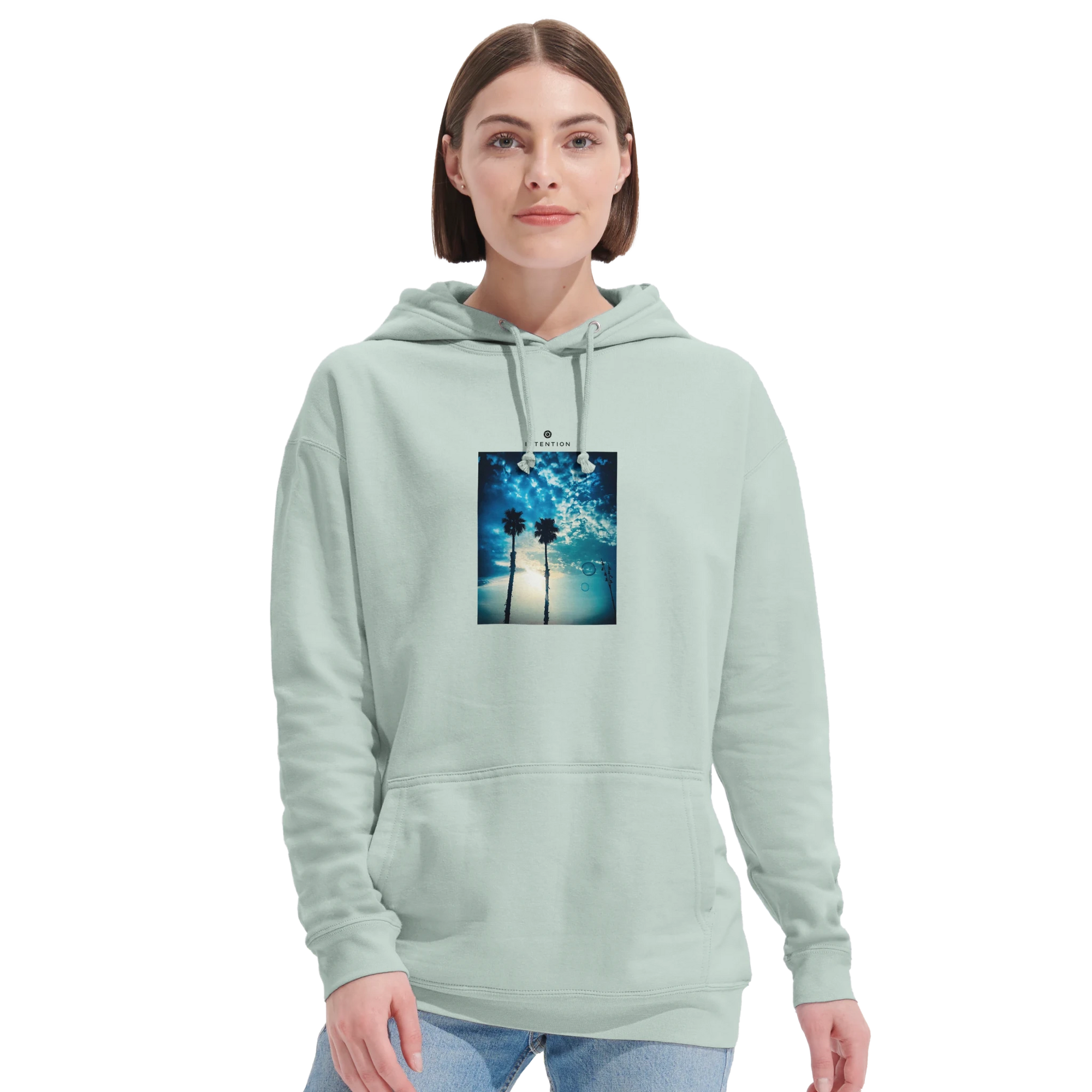 Gratitude - "Bubbles and Sky Sticks" Hoodie creamy green XS 28