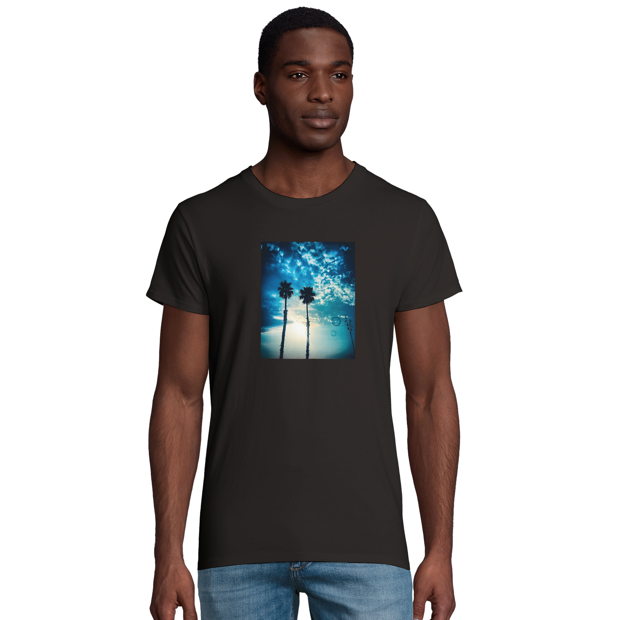 Gratitude - "Bubbles and Sky Sticks" T-shirt Deep Black 1