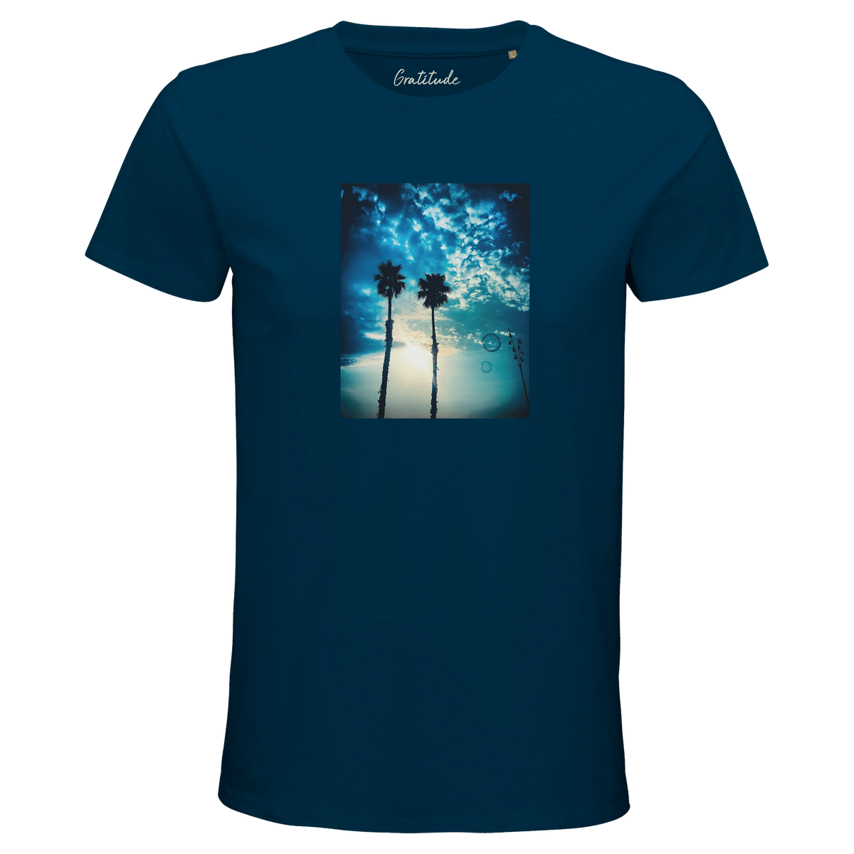 Gratitude - "Bubbles and Sky Sticks" T-shirt denim 3
