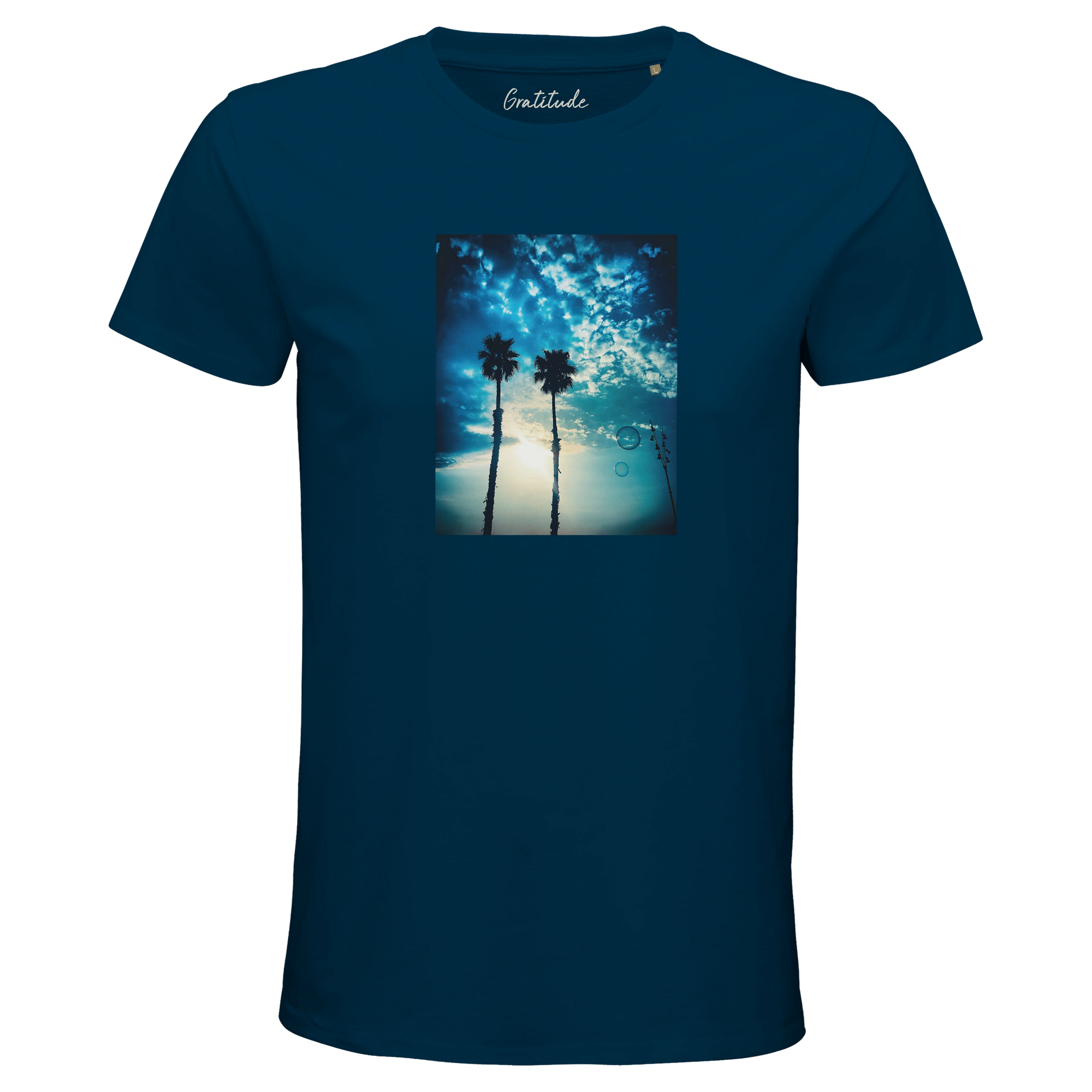Gratitude - "Bubbles and Sky Sticks" T-shirt denim 3