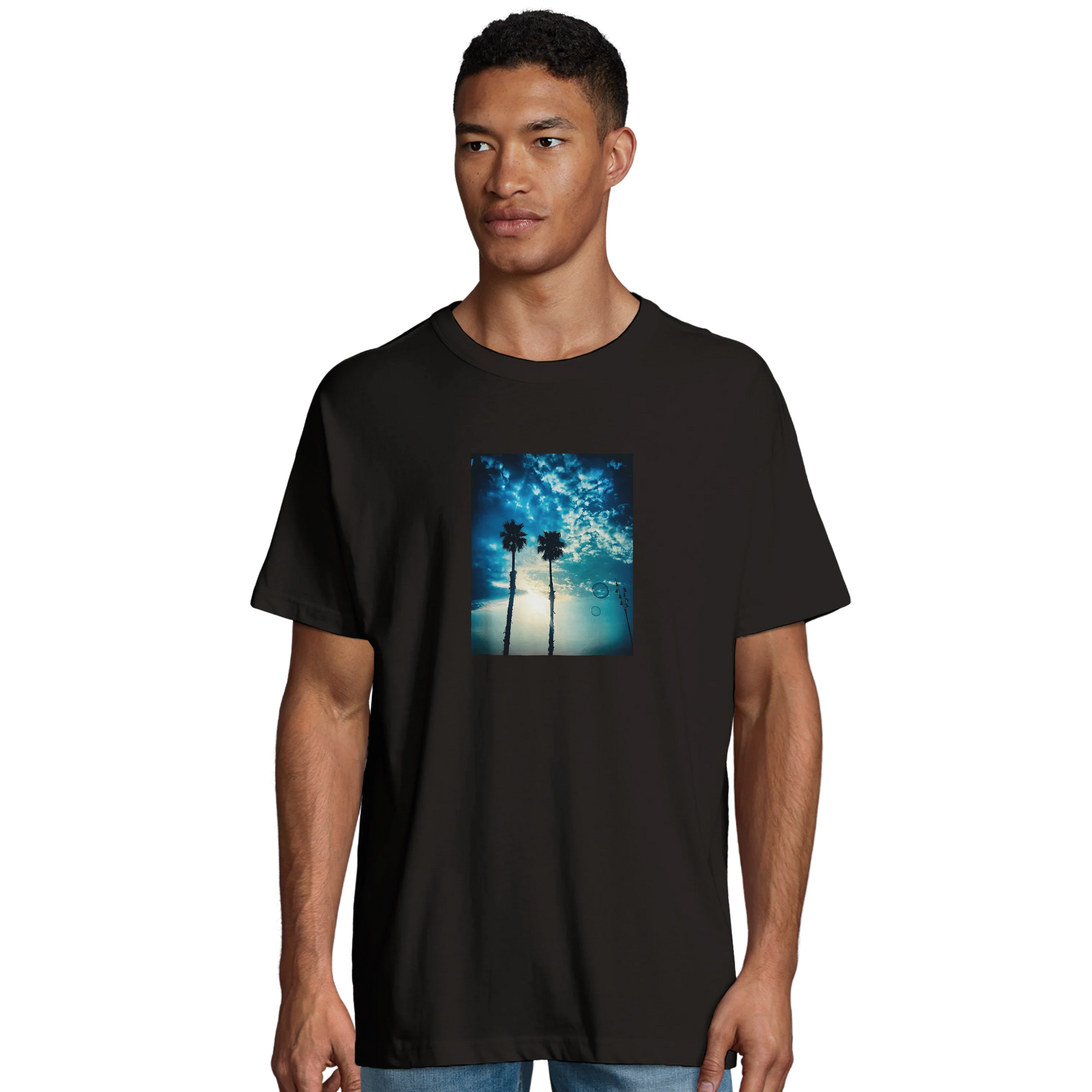 Gratitude - "Bubbles and Sky Sticks" T-shirt Deep Black 1