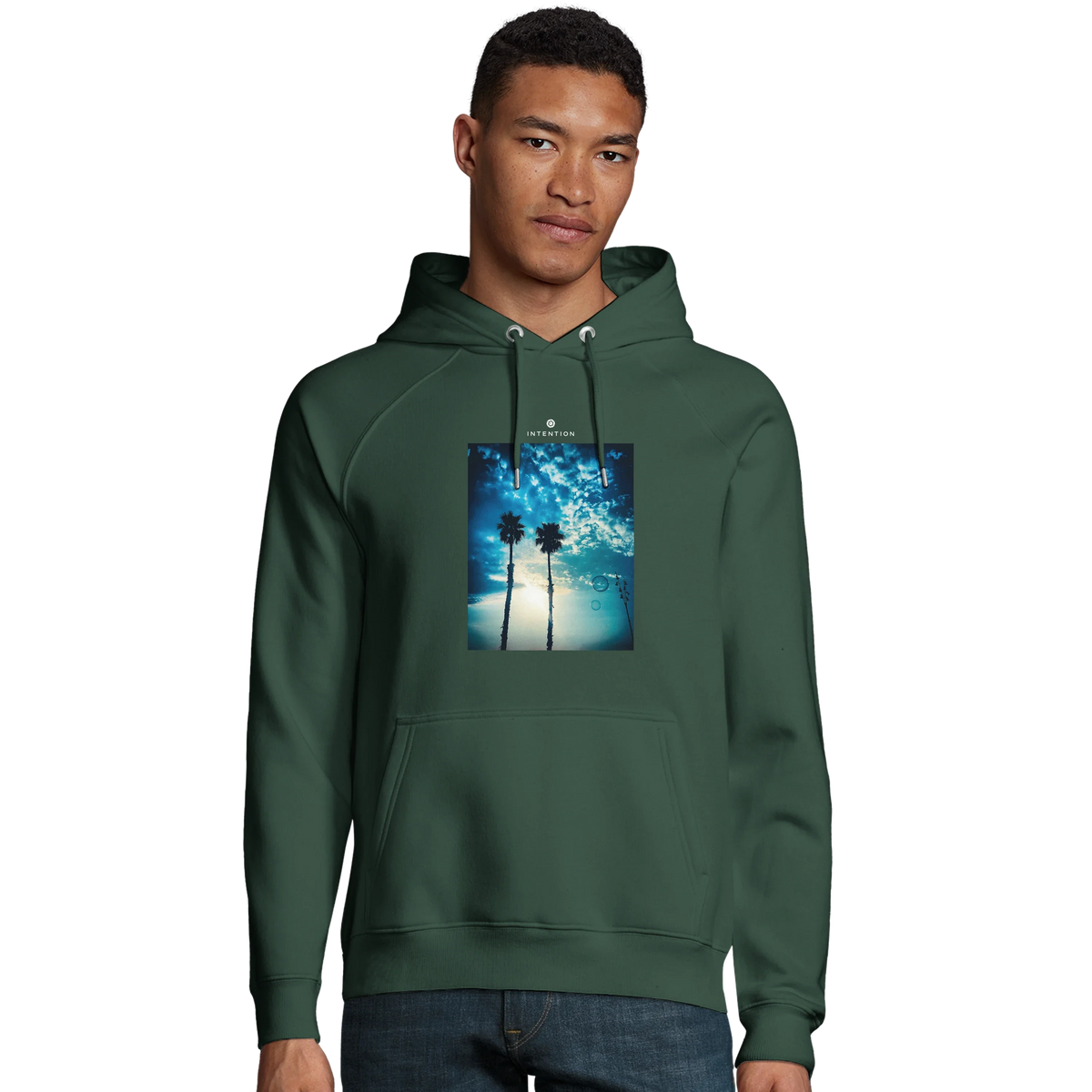 Gratitude - "Bubbles and Sky Sticks" Hoodie Bottle Green 3