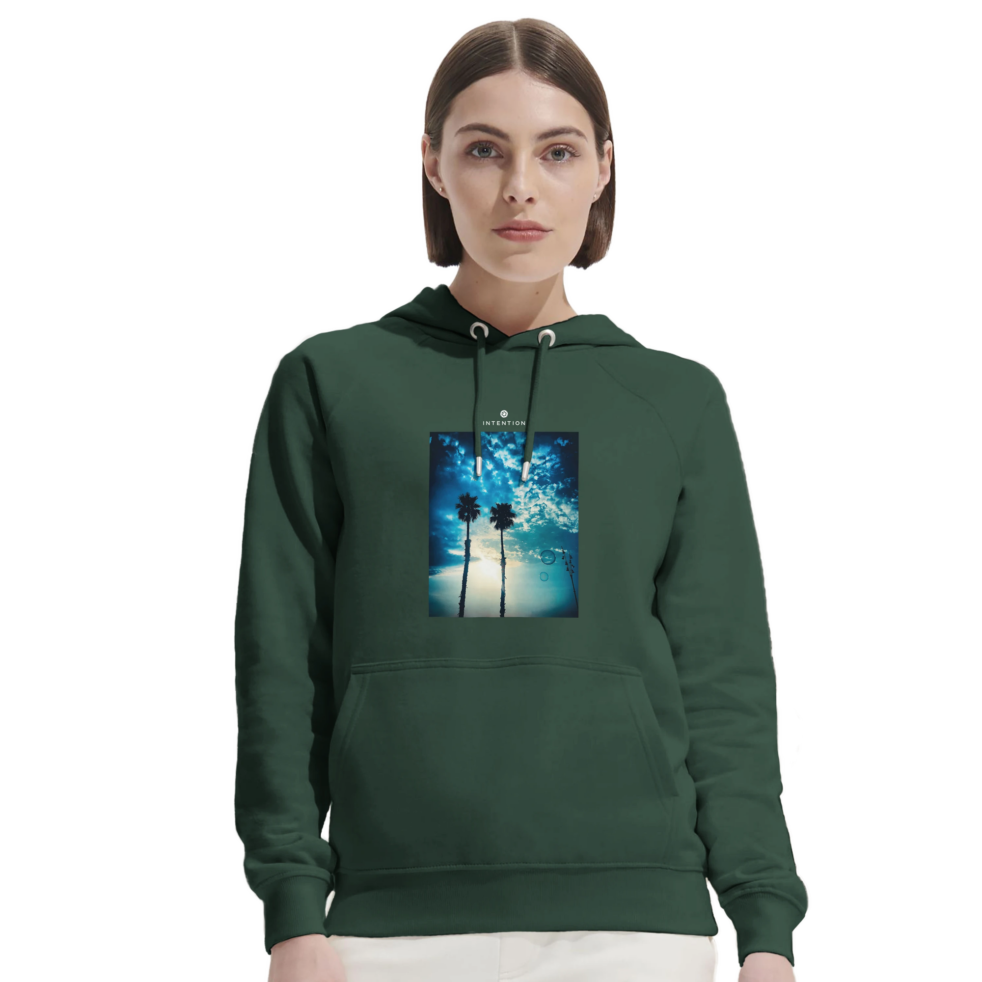 Gratitude - "Bubbles and Sky Sticks" Hoodie Bottle Green XS 5