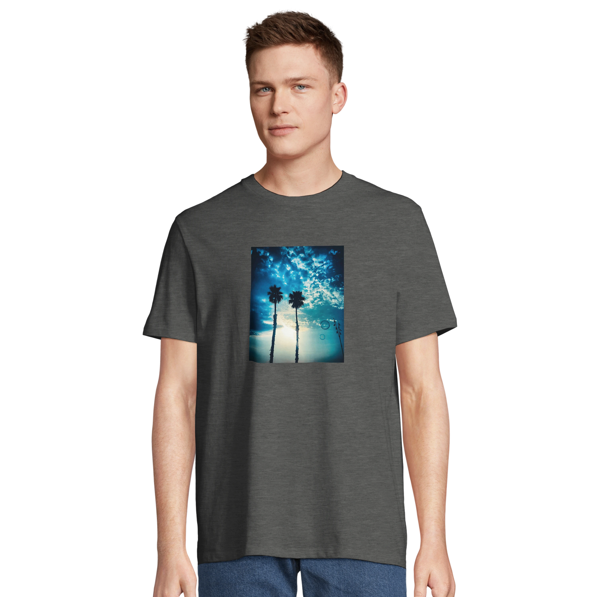 Gratitude - "Bubbles and Sky Sticks" T-shirt Grey Melange 4