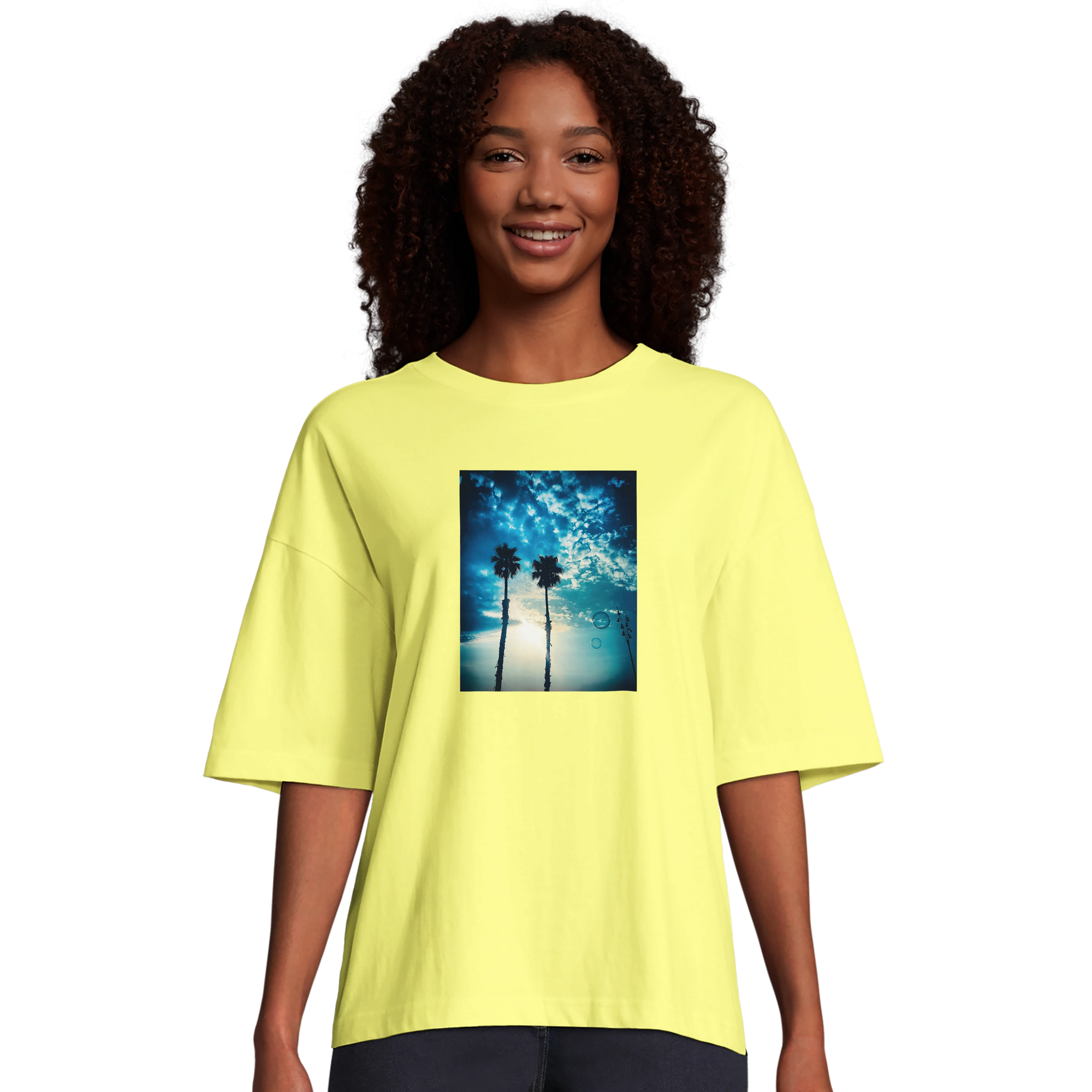 Gratitude - "Bubbles and Sky Sticks" T-shirt Light Yellow XS 1