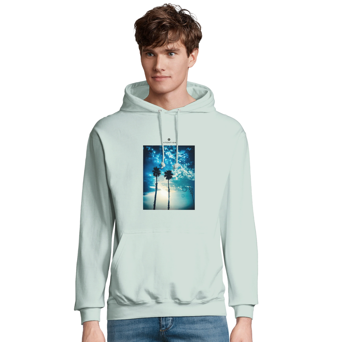 Gratitude - "Bubbles and Sky Sticks" Hoodie creamy green 3