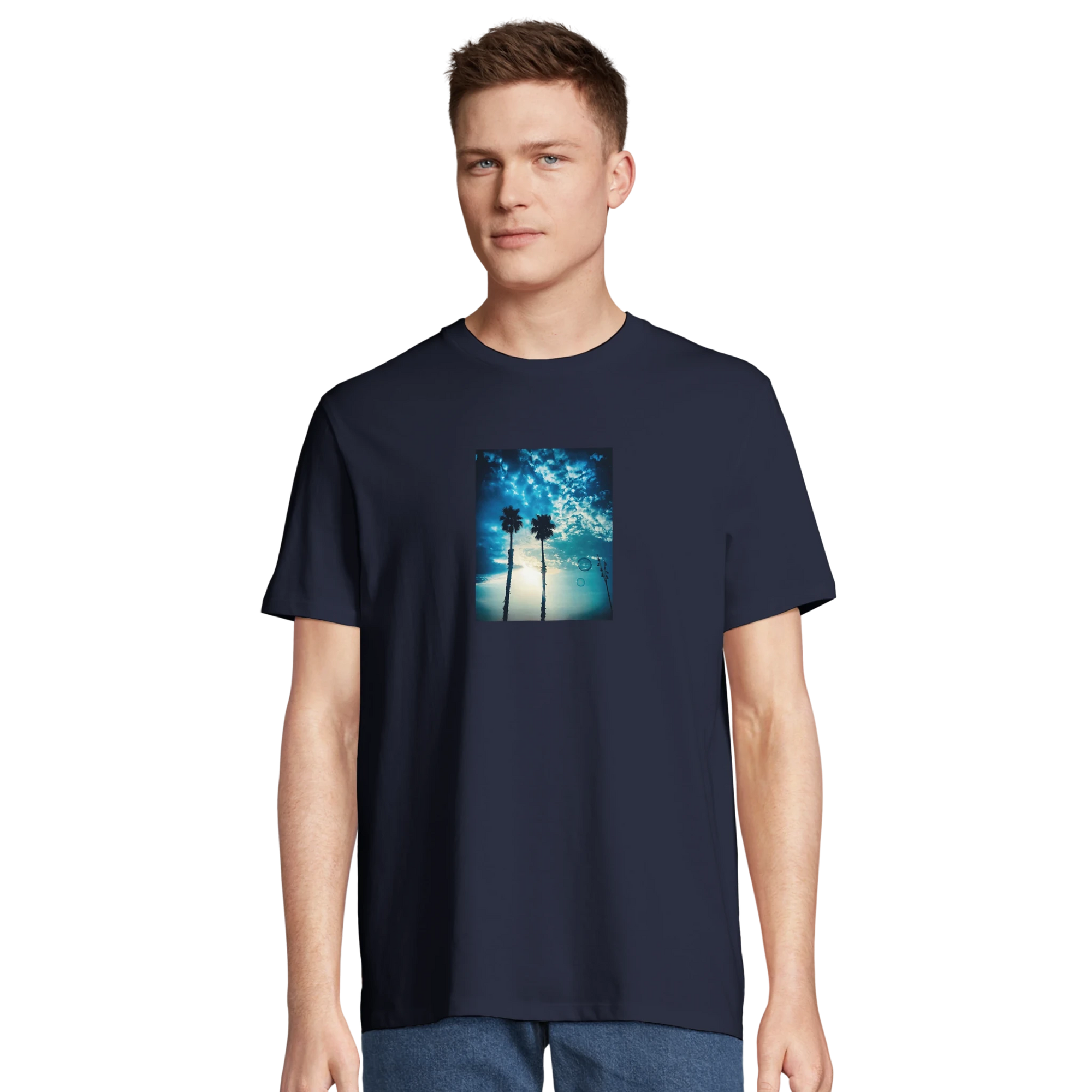 Gratitude - "Bubbles and Sky Sticks" T-shirt French Navy XS 49