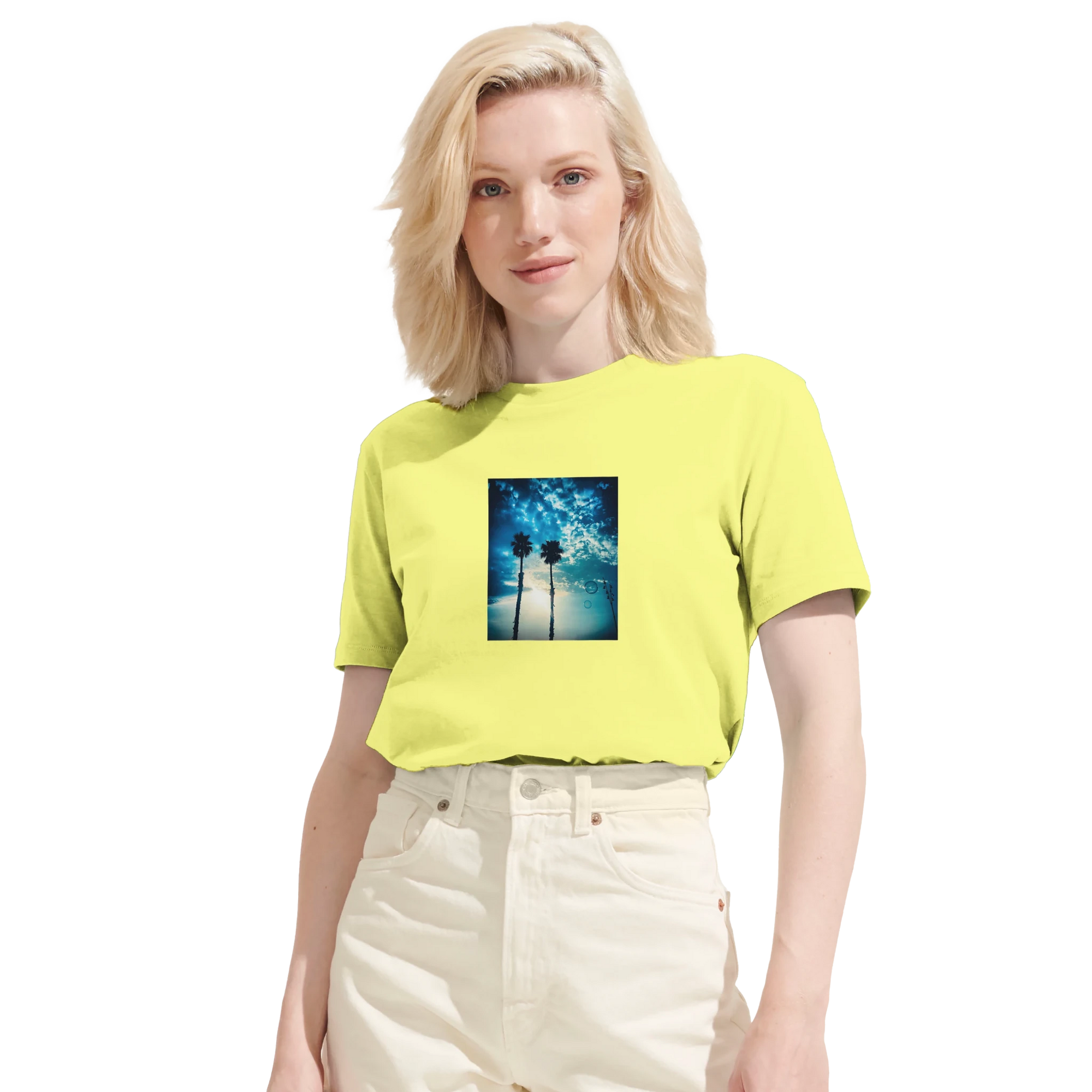 Gratitude - "Bubbles and Sky Sticks" T-shirt Light Yellow XS 15