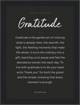 Gratitude Word of Intention Framed print 13x18 cm / 5x7″ Black frame Carbon paper