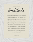 Gratitude Word of Intention Framed print 13x18 cm / 5x7″ White frame Linen paper