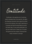 Gratitude Word of Intention Framed print 21x29.7 cm / 8x12" Black frame Carbon paper