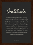 Gratitude Word of Intention Framed print 21x29.7 cm / 8x12" Dark wood frame Carbon paper