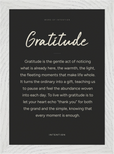 Gratitude Word of Intention Framed print 21x29.7 cm / 8x12" White frame Carbon paper
