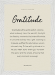 Gratitude Word of Intention Framed print 21x29.7 cm / 8x12" White frame Linen paper