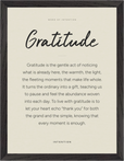 Gratitude Word of Intention Framed print 30x40 cm / 12x16″ Black frame Linen paper