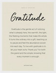 Gratitude Word of Intention Framed print 30x40 cm / 12x16″ White frame Linen paper