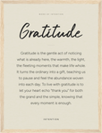 Gratitude Word of Intention Framed print 30x40 cm / 12x16″ Wood frame Linen paper