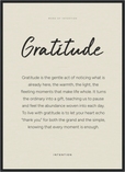 Gratitude Word of Intention Framed print 50x70 cm / 20x28″ Black frame Linen paper